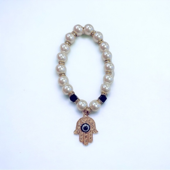 Hamsa Fatima Stretch Charm Bracelet - Picture 1 of 5